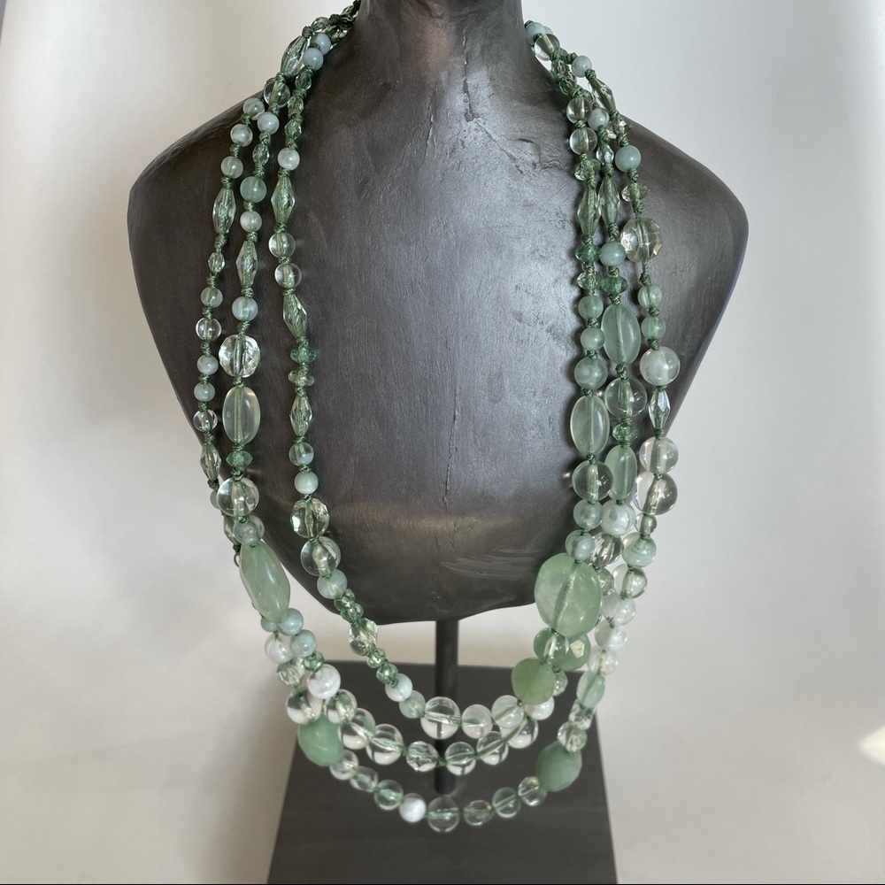 Aqua Beaded 3-layer Necklace